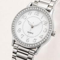 Crystal-Accented Steel Quartz Watch
