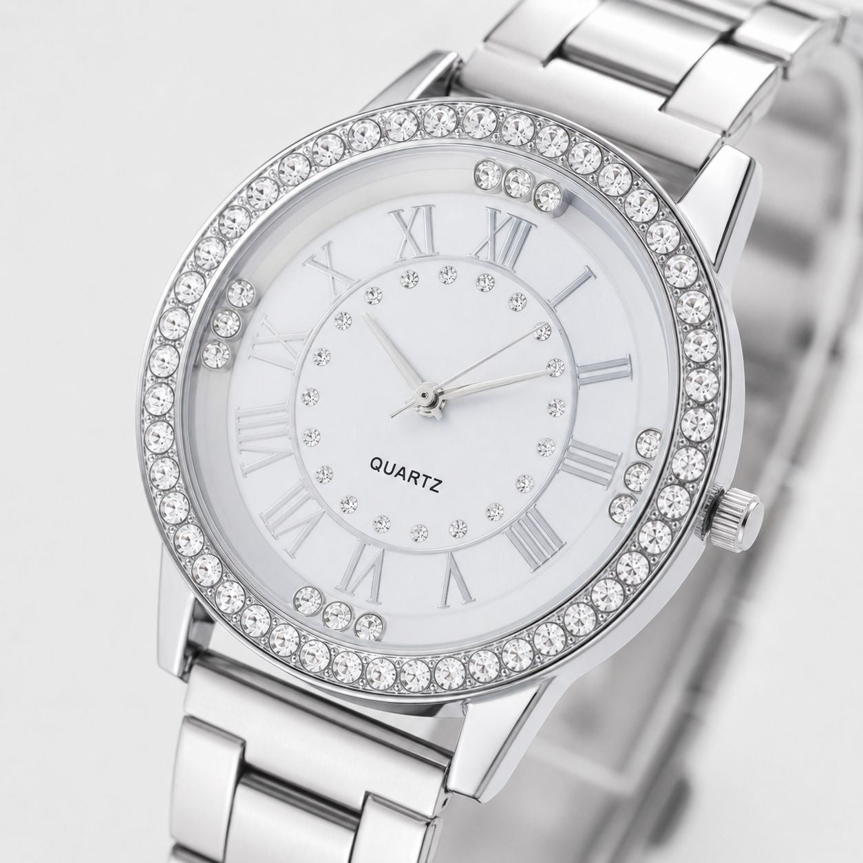 Crystal-Accented Gold Bracelet Watch