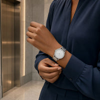 Crystal-Accented Steel Quartz Watch