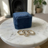 Vintage Inlaid Zirconia Gold Ring Set