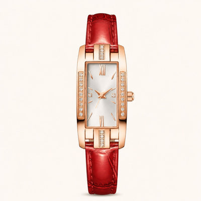 Crystal Accented Rectangular Dial Watch