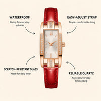 Crystal Accented Rectangular Dial Watch