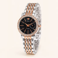 Black Crystal-Accented Dial Two-Tone Stainless Steel Watch