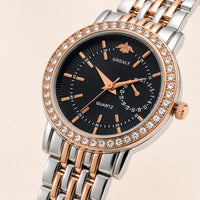 Black Crystal-Accented Dial Two-Tone Stainless Steel Watch
