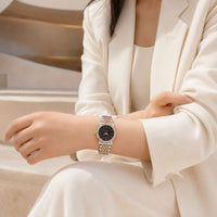Black Crystal-Accented Dial Two-Tone Stainless Steel Watch