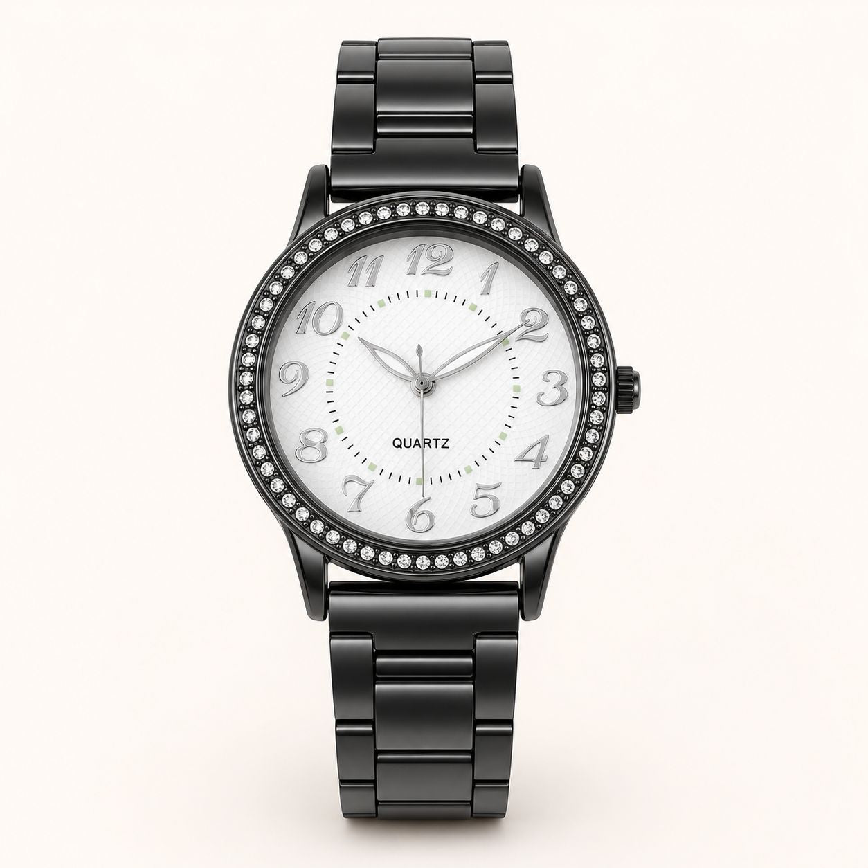 Crystal-Accented Steel Quartz Watch