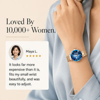 Faceted Blue Gold Quartz Watch Crystal Dial