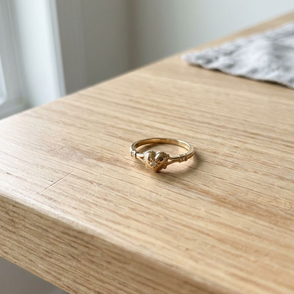 Vintage Gold Heart Golden Ring