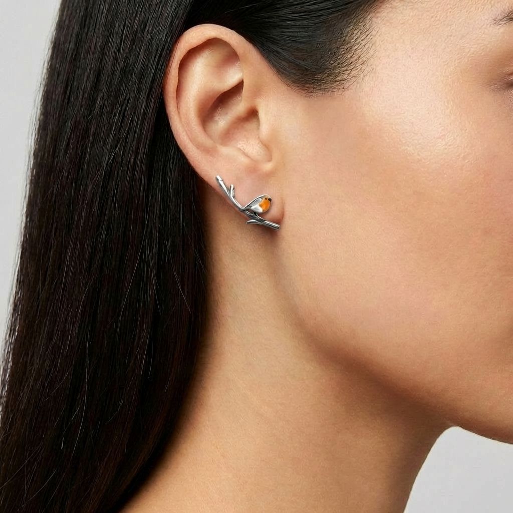 Robin Bird Branch Earrings