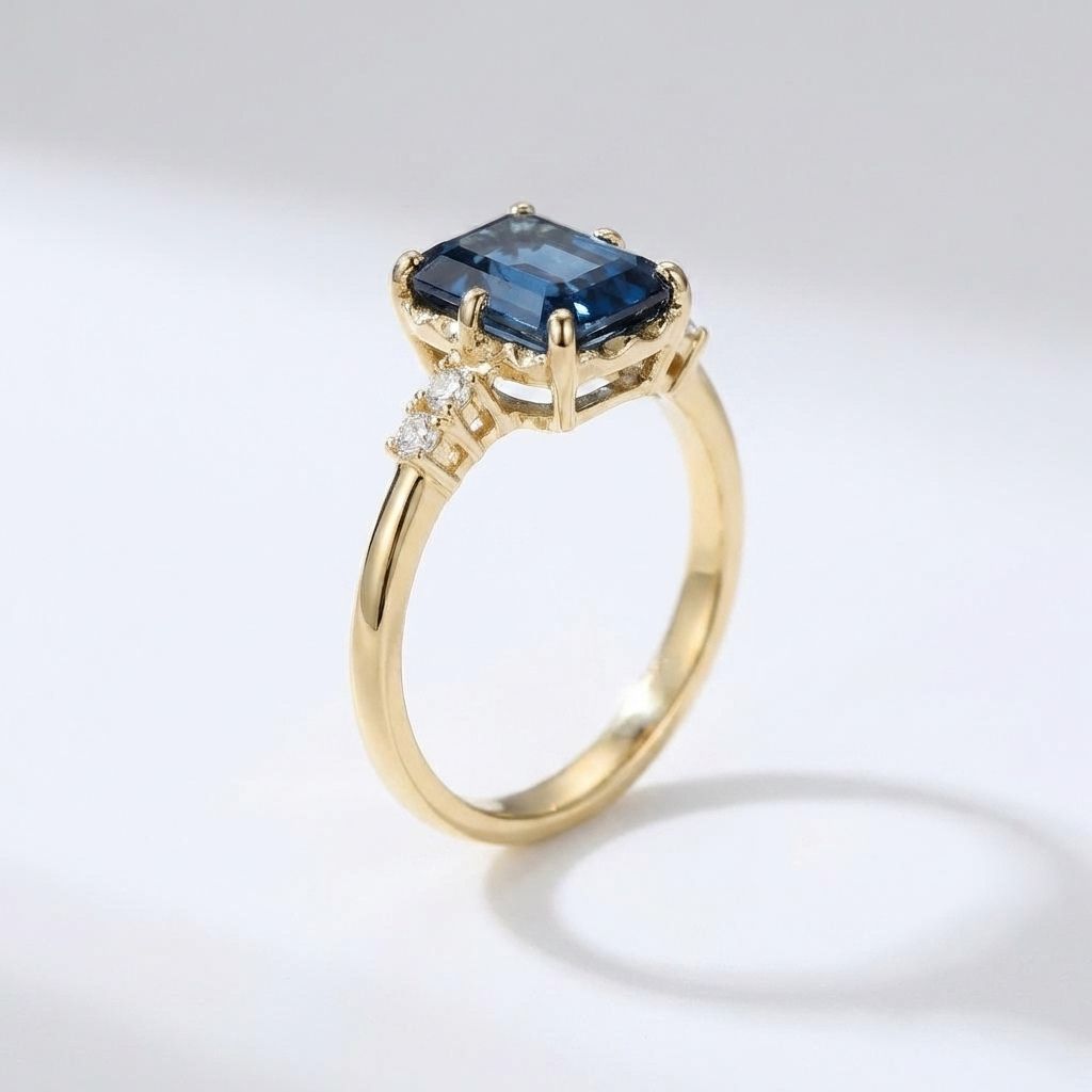 Blue Crystal Gold Ring