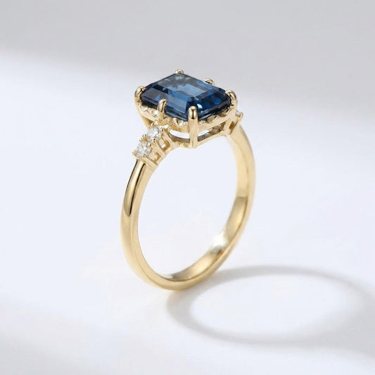 Blue Crystal Gold Ring