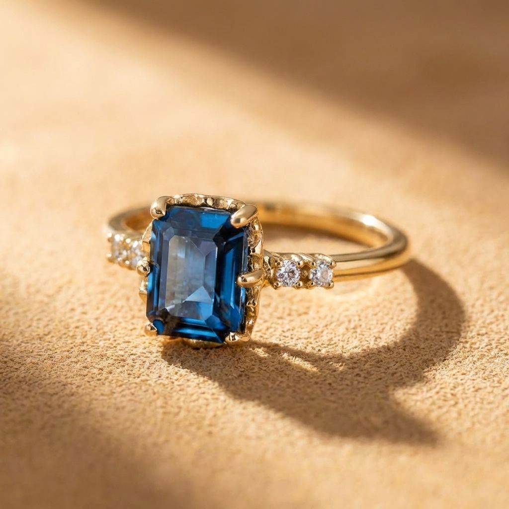 Blue Crystal Gold Ring