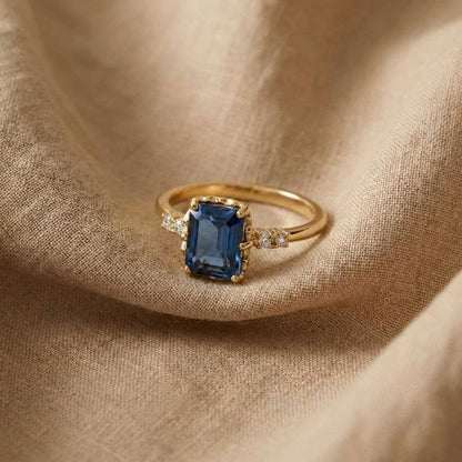 Blue Crystal Gold Ring