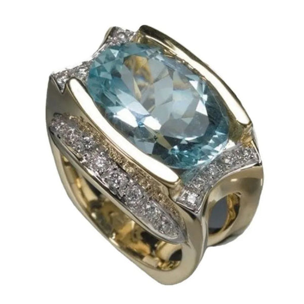 Aquamarine Two-Tone Statement Ring