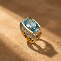Aquamarine Two-Tone Statement Ring