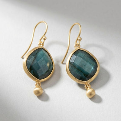 Labradorite Bezel Drop Earrings