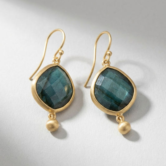 Labradorite Bezel Drop Earrings