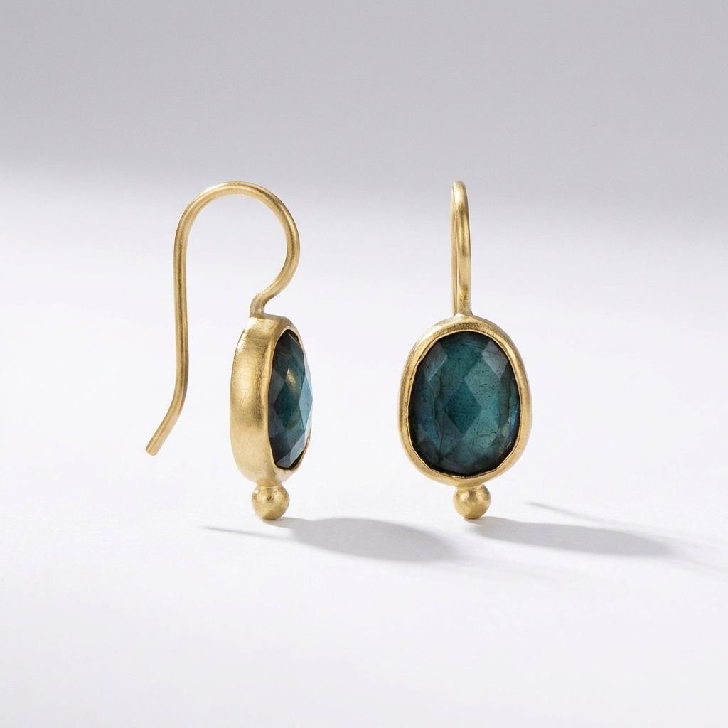 Labradorite Bezel Drop Earrings