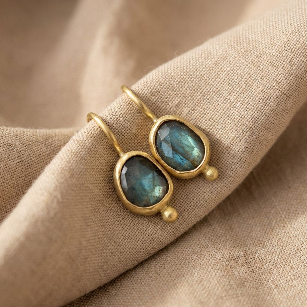 Labradorite Bezel Drop Earrings