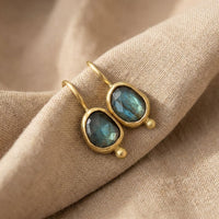 Labradorite Bezel Drop Earrings