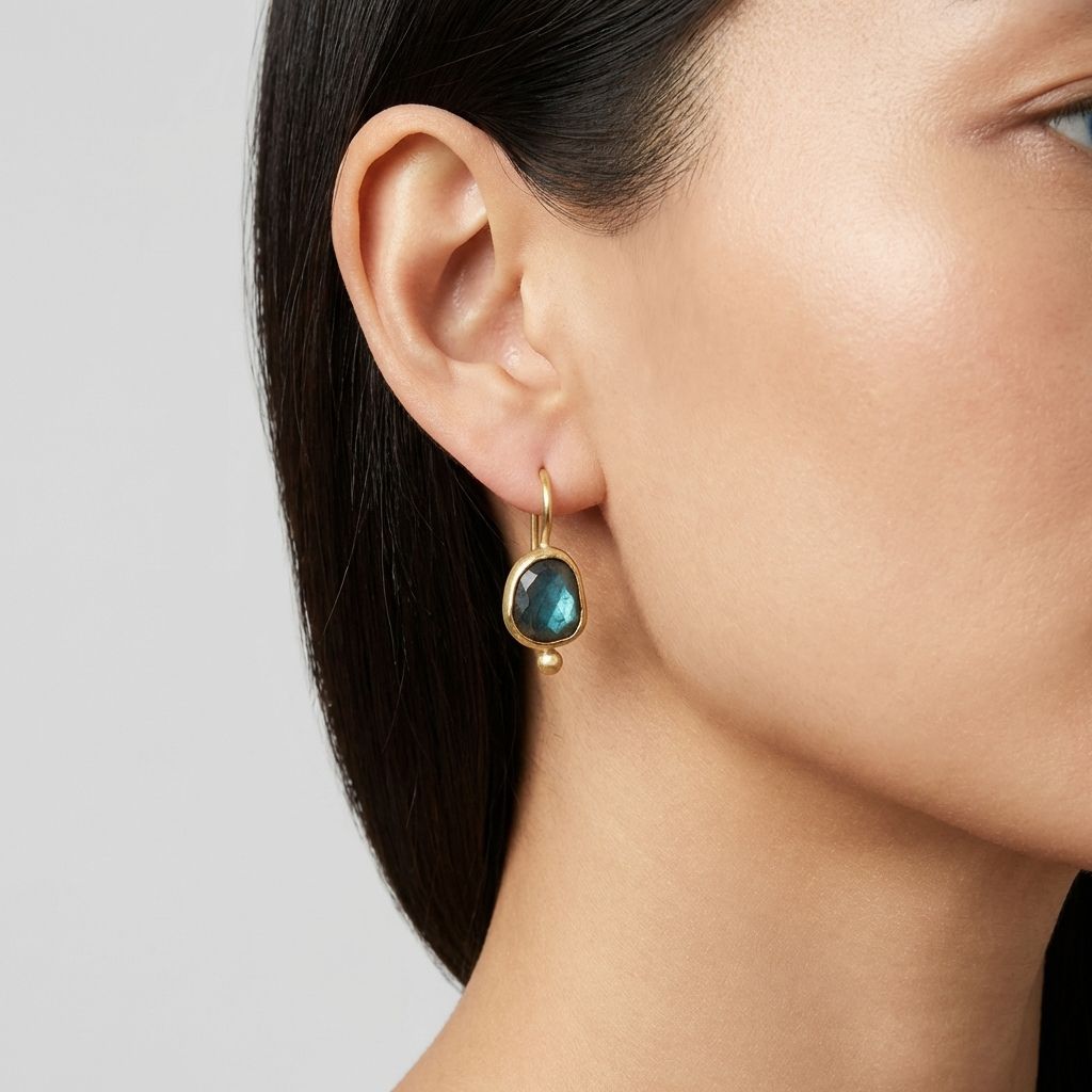Labradorite Bezel Drop Earrings