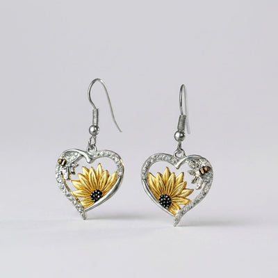 Sunflower Heart Dangle Earrings