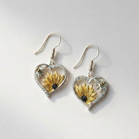 Sunflower Heart Dangle Earrings