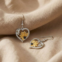 Sunflower Heart Dangle Earrings