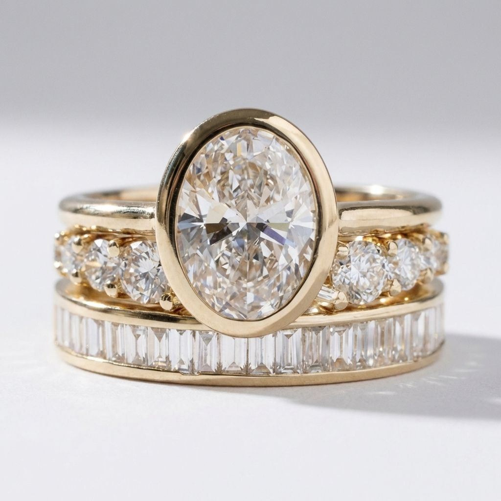 Crystal Round Bezel Stack Ring