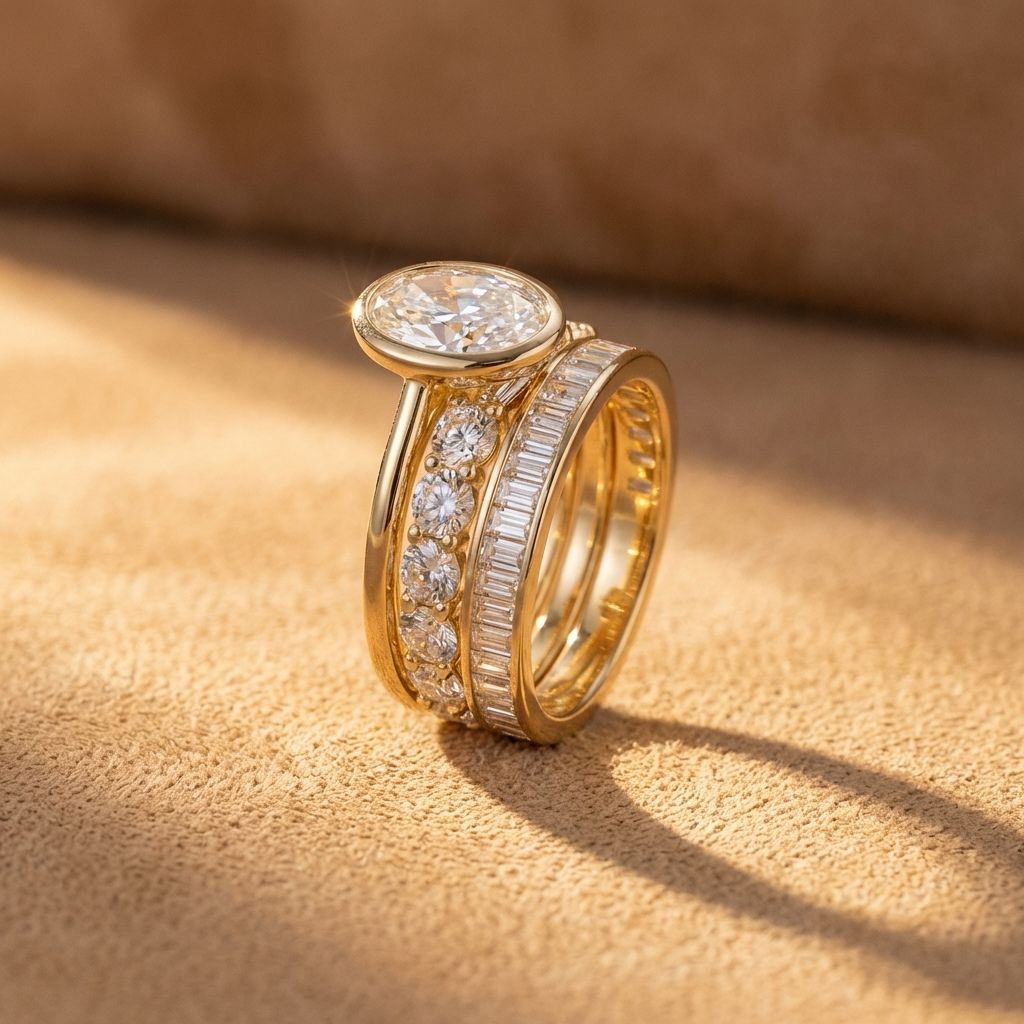 Crystal Round Bezel Stack Ring