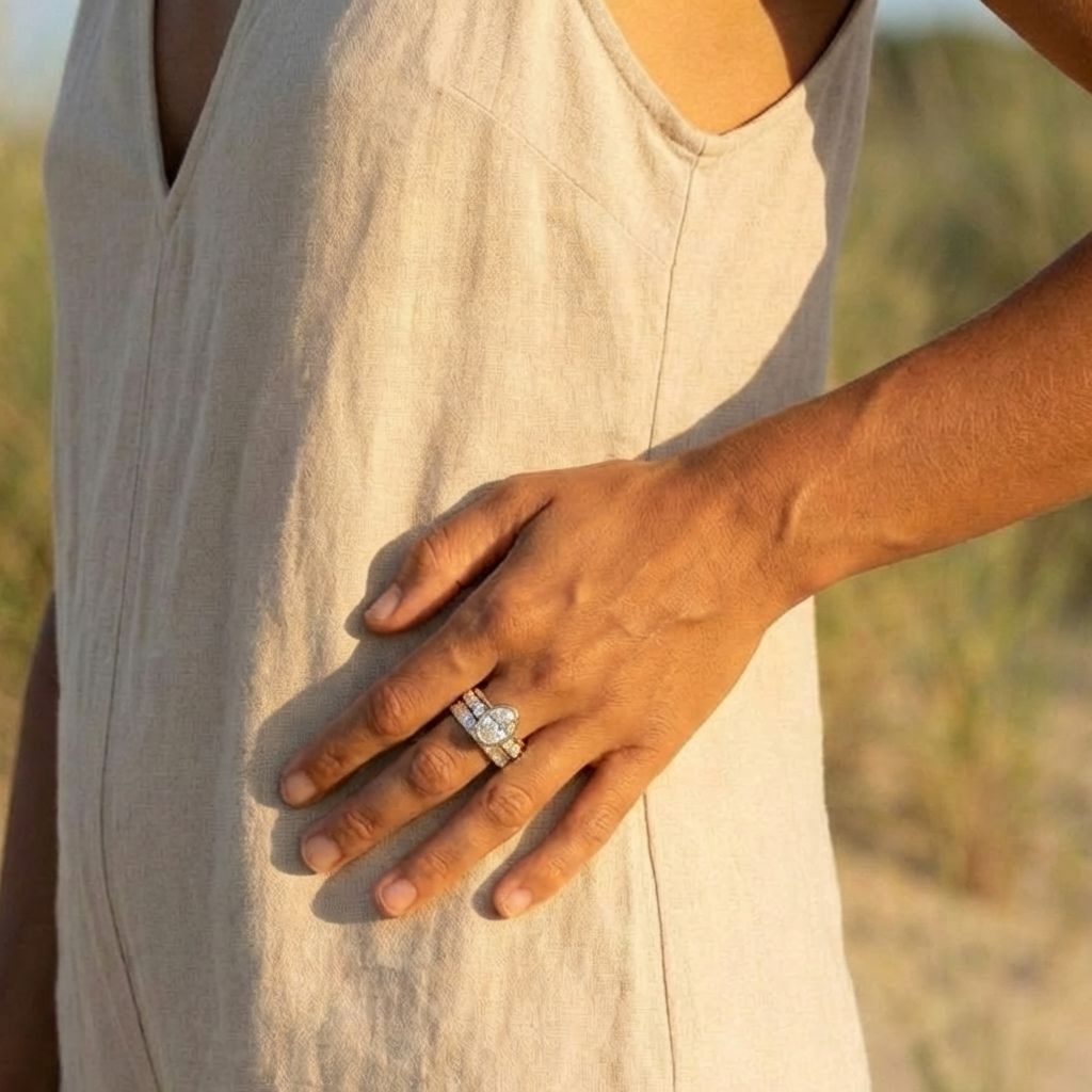 Crystal Round Bezel Stack Ring