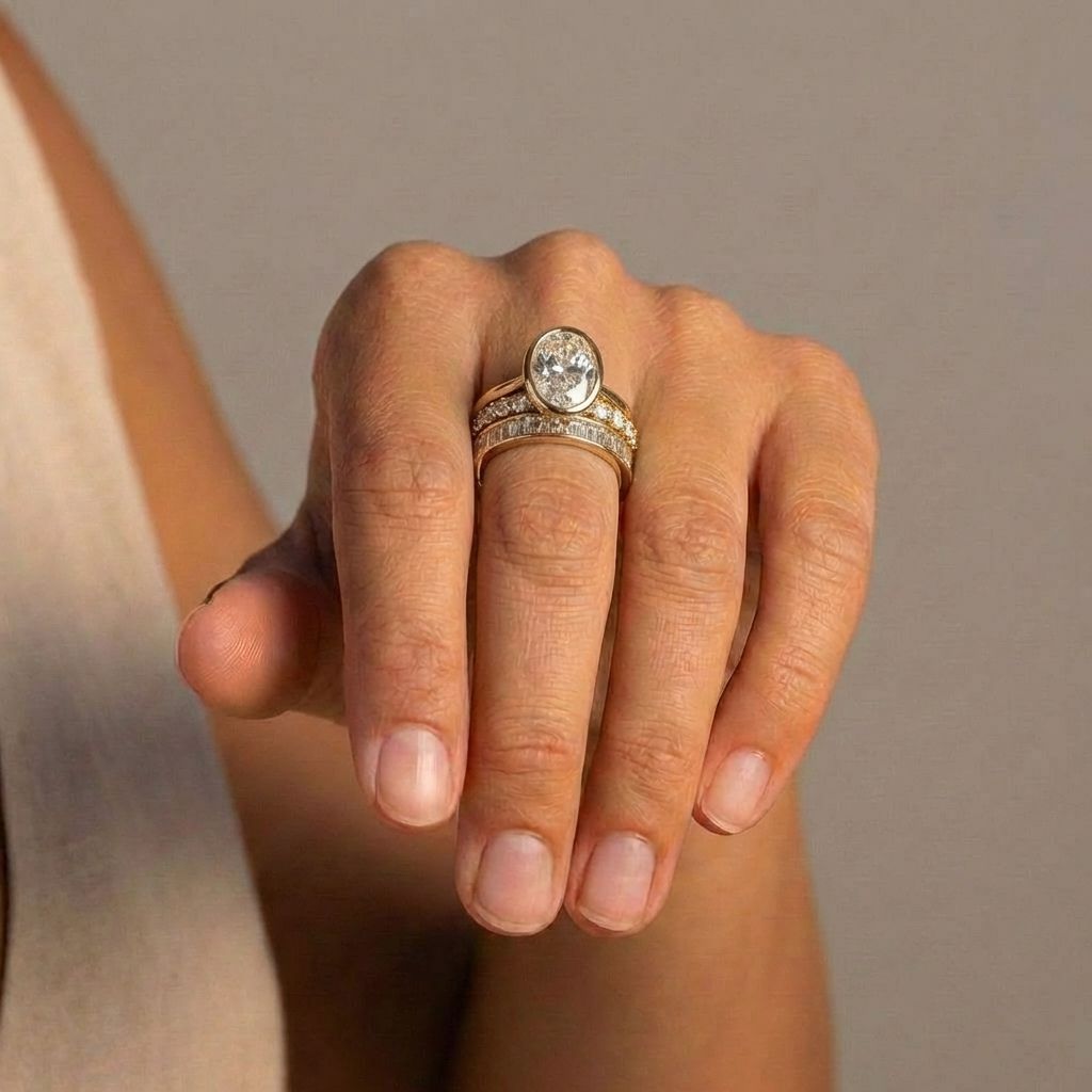 Crystal Round Bezel Stack Ring