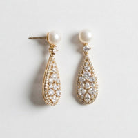 Pearl Crystal Teardrop Earrings