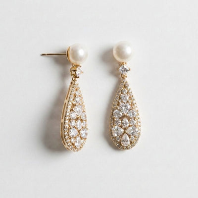Pearl Crystal Teardrop Earrings