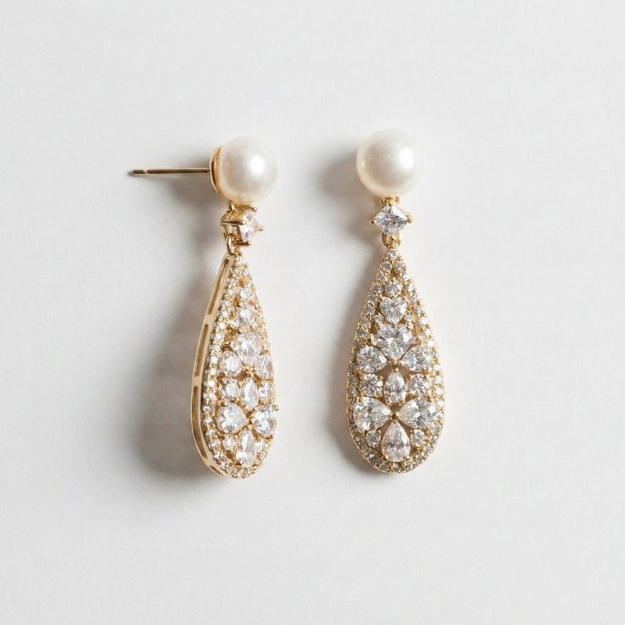 Pearl Crystal Teardrop Earrings