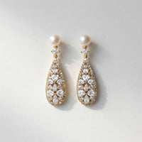 Pearl Crystal Teardrop Earrings
