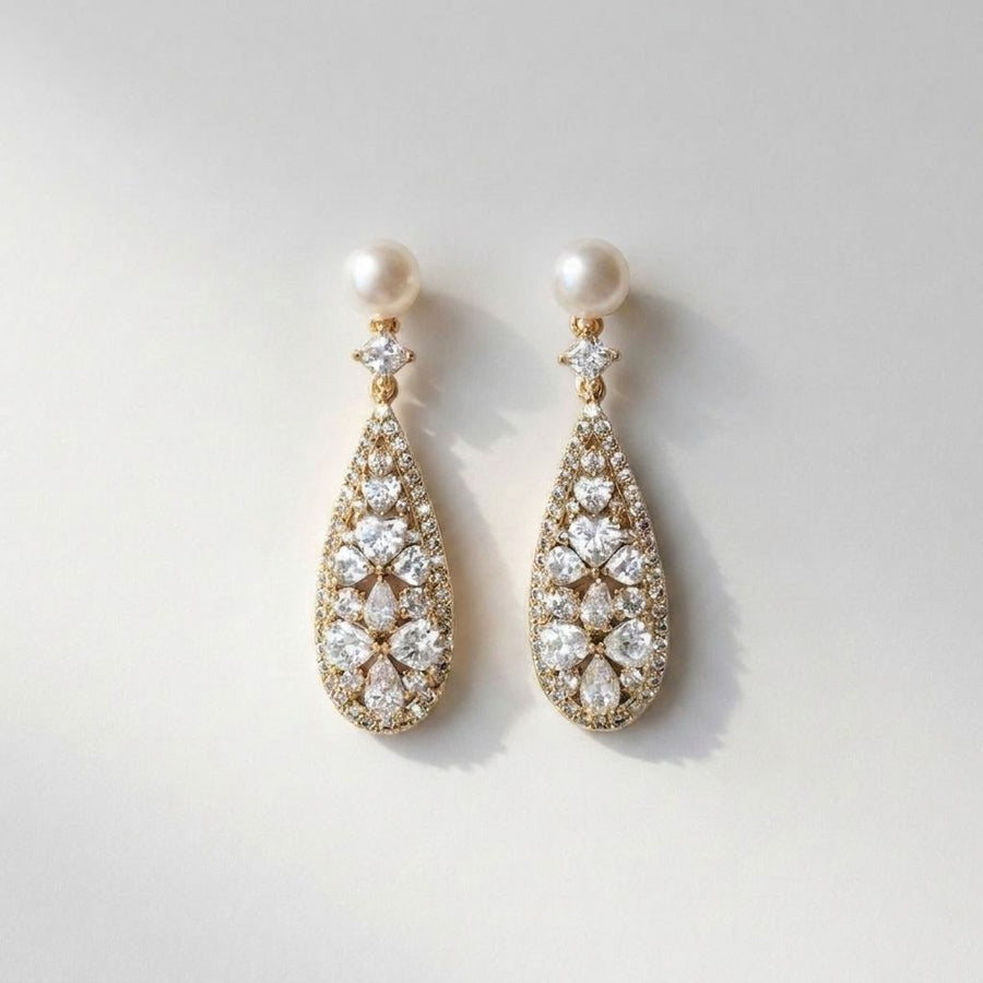 Pearl Crystal Teardrop Earrings