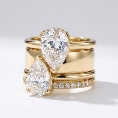 Double Crystal Drop Ring