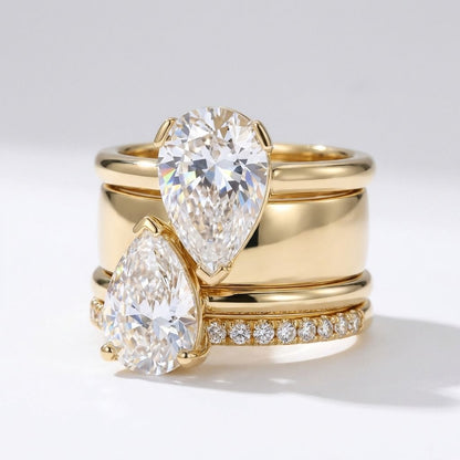 Double Crystal Drop Ring