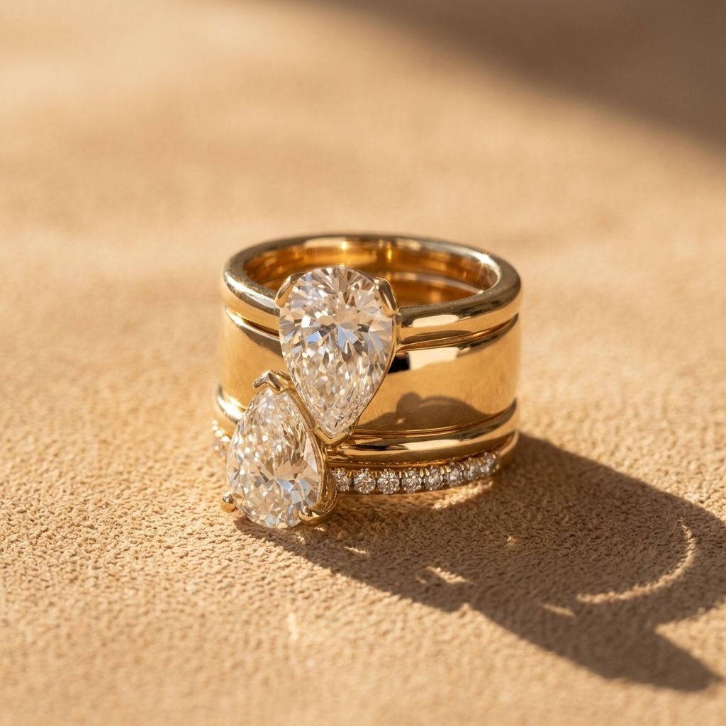 Double Crystal Drop Ring