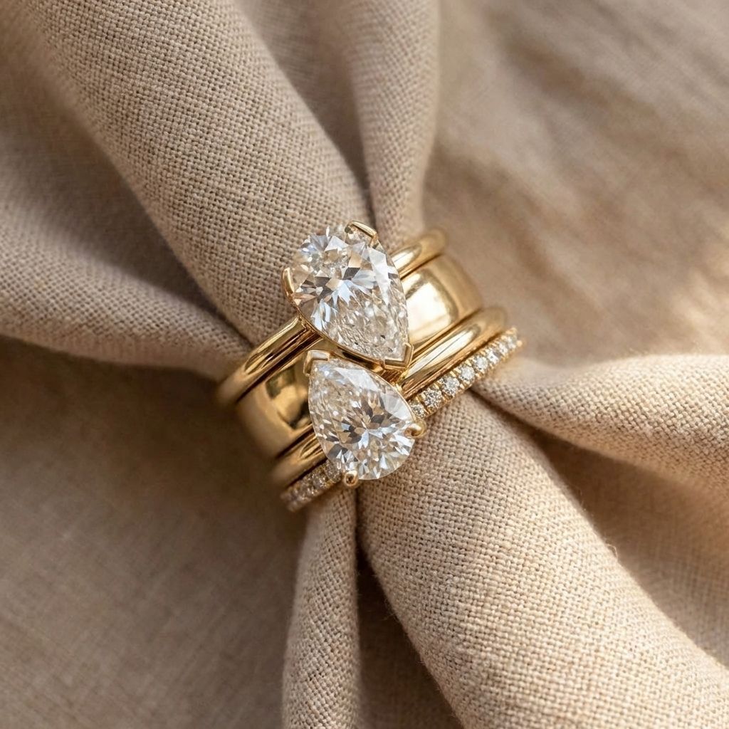 Double Crystal Drop Ring