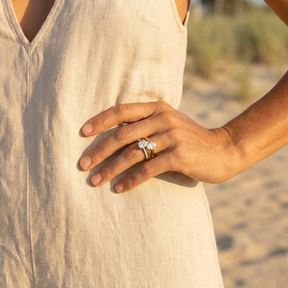 Double Crystal Drop Ring