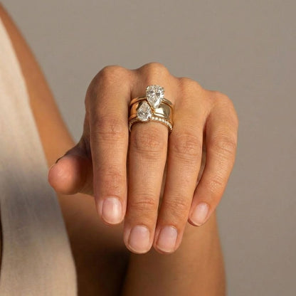 Double Crystal Drop Ring