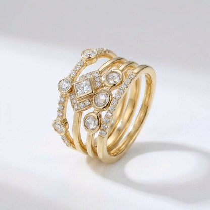 Crystal Mixed Cut Stack Ring Set