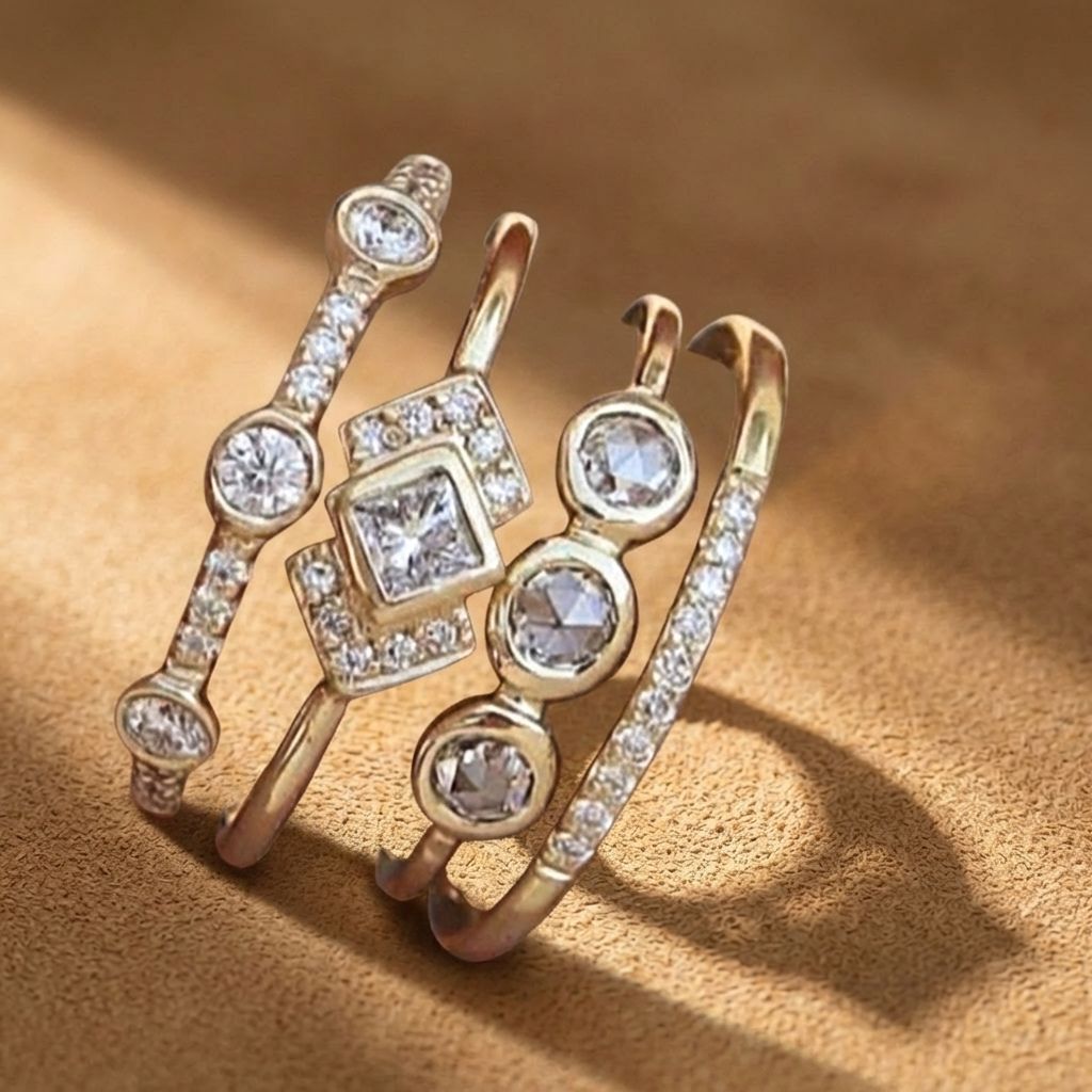 Crystal Mixed Cut Stack Ring Set