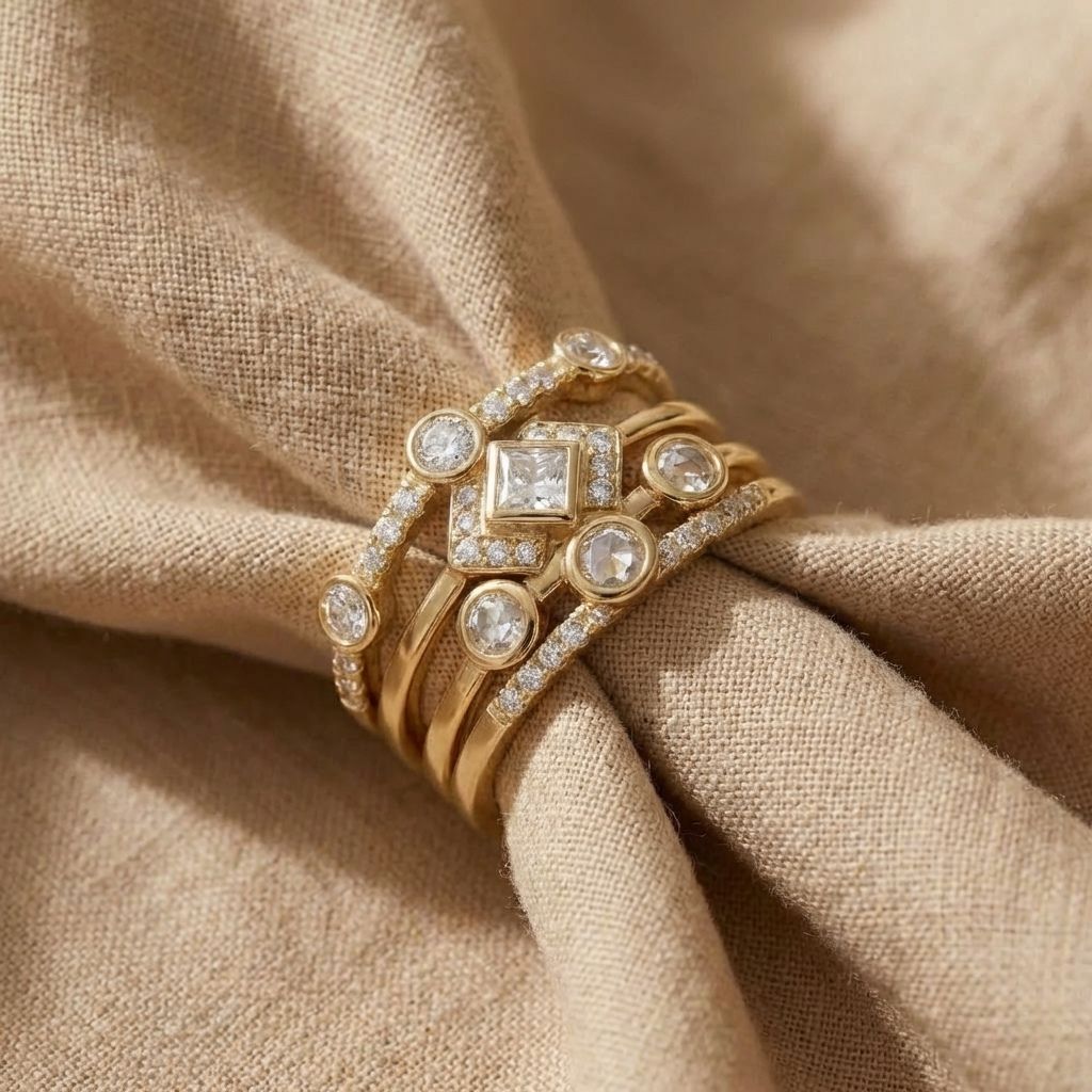 Crystal Mixed Cut Stack Ring Set