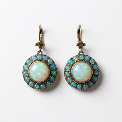 Opal Halo Drop Earrings