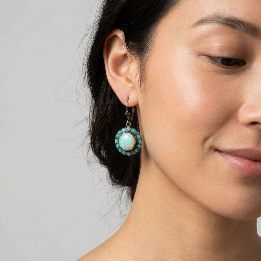 Opal Halo Drop Earrings