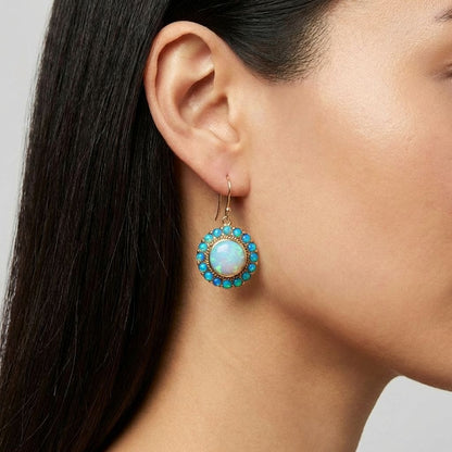 Opal Halo Drop Earrings