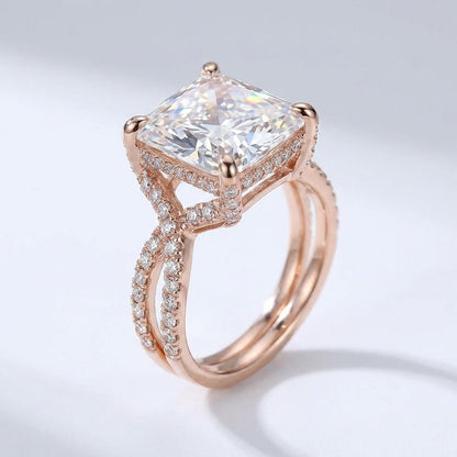 Crystal Solitaire Pave Ring